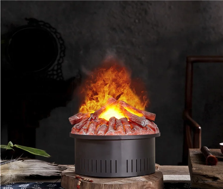 Led Fog Bulbs Steam Round Humidifier 3d Atomization Steam Electric Water Vapour Fireplace