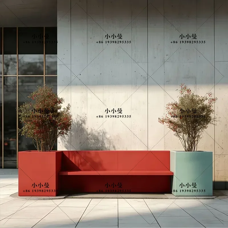 Outdoor Rust Proof Flower Box Table and Chair Set Square Courtyard Planting Community Landscape Decoration Assembly Cafe