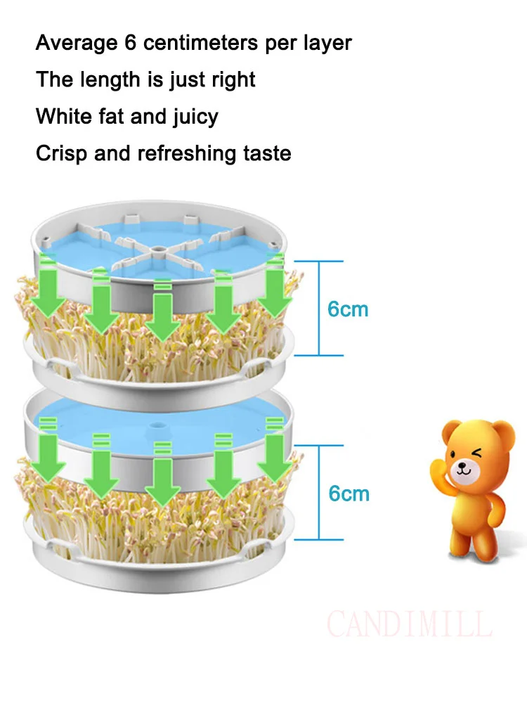 Automatic Bean Sprouts Machine Double Layers Large Capacity Seed Grow Bean Sprouting Temperature Control Automatic Watering