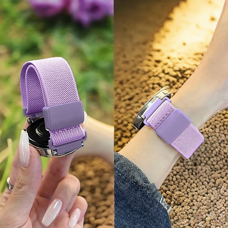 18/20/22 มม.ไนลอนยืดหยุ่นสําหรับนาฬิกา Huawei GT5/4/3 แถบแม่เหล็กสายรัดข้อมือสําหรับนาฬิกา Garmin/นาฬิกา Samsung/นาฬิกา Xiaomi