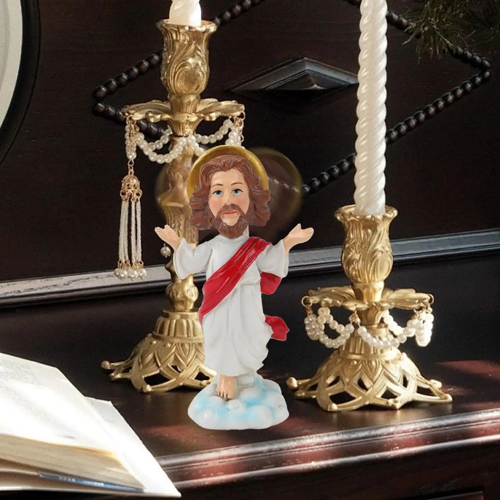 Jesus Bobble Head Ornament Dashboard Resin Religious Statue Bobblehead Decoration Figures Jesus Collection Figurines ornament