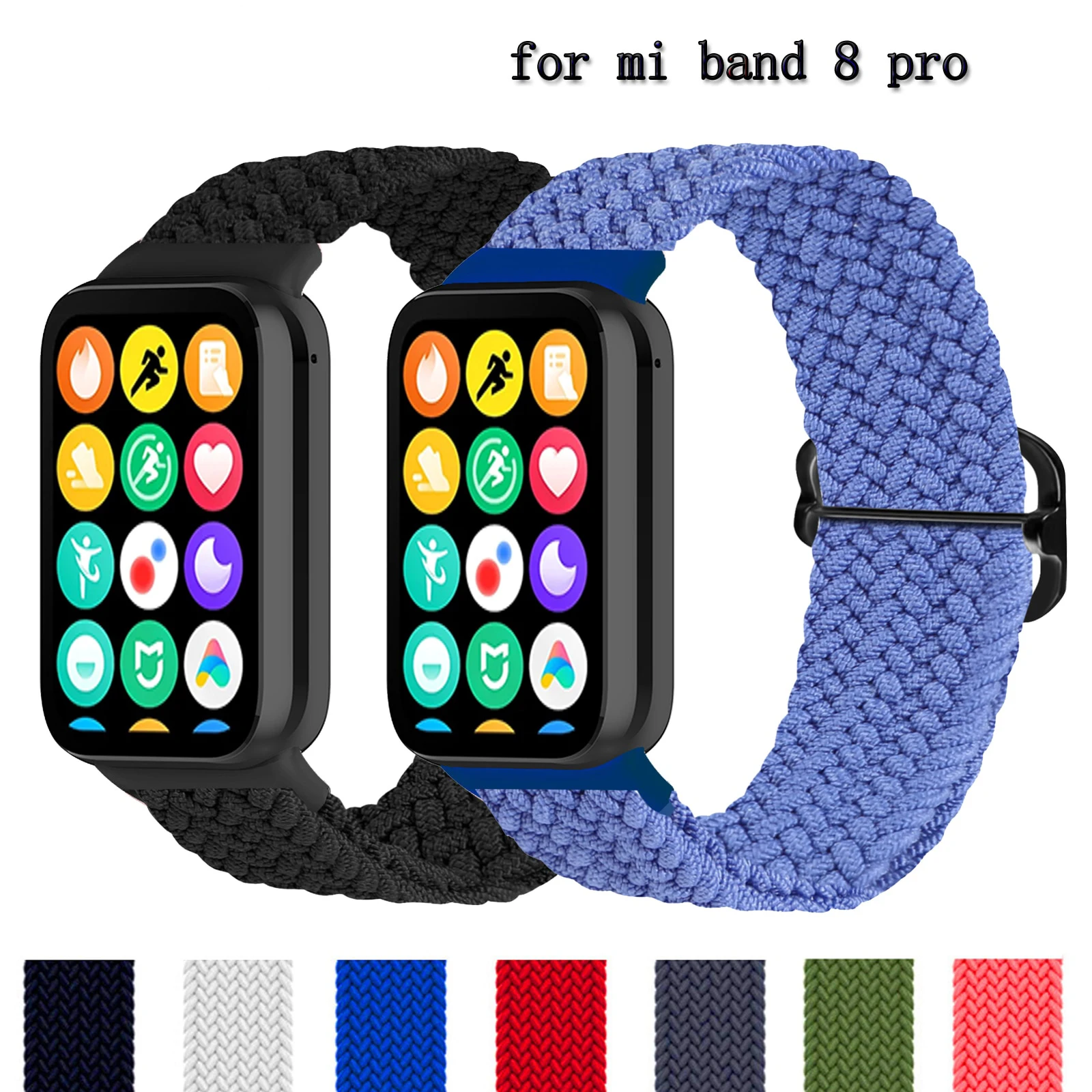 

Nylon Braided Strap for Xiaomi Mi Band 8 pro Elastic Solo Loop Adjustable Watchbands Replacement correa bracelet Miband 8 pro