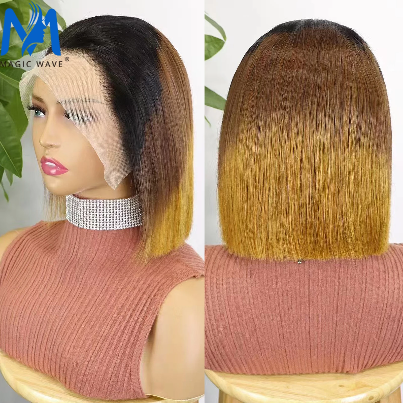 Double Drawn Bone Straight Bob Human Hair Wigs for Women 300% Density Thick Brazilian Remy Human Hair Wig 13X4 Lace Frontal Wig