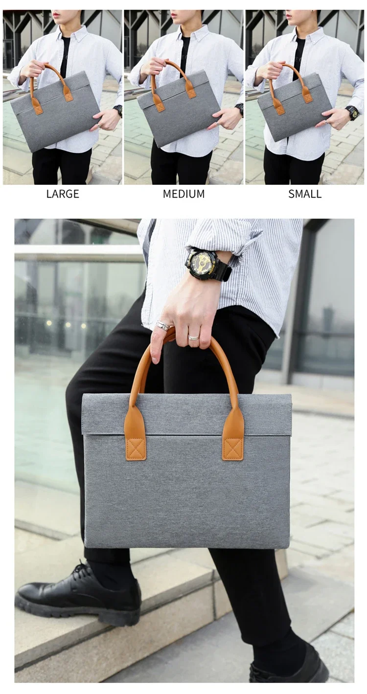 Men Versatile Business Briefcase Portable Large Capacity Shoulder Bag Multiple Pockets Handbags for Business & Casual Use Bolsa