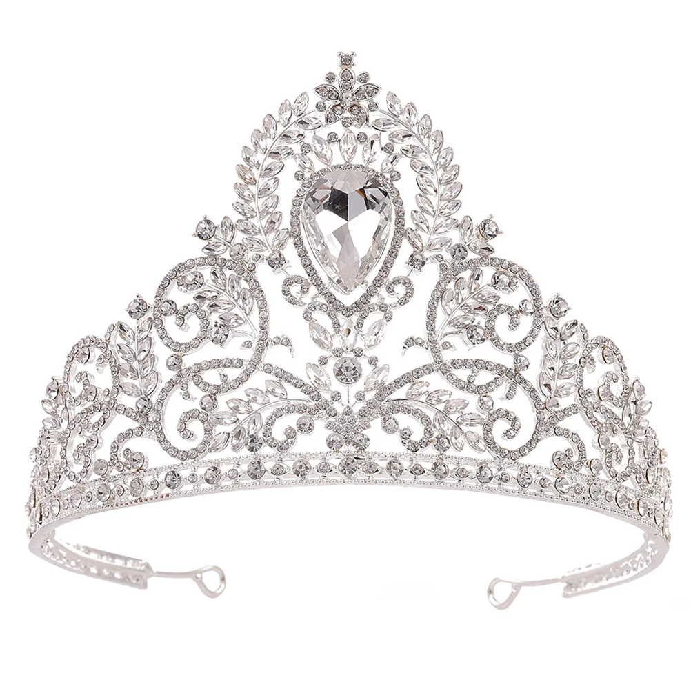 1 قطعة تاج حجر الراين على الطراز الباروكي الأحمر مطعمة تيارا أنيقة كبيرة لتزيين شعر العروس ووصيفة العروس #5