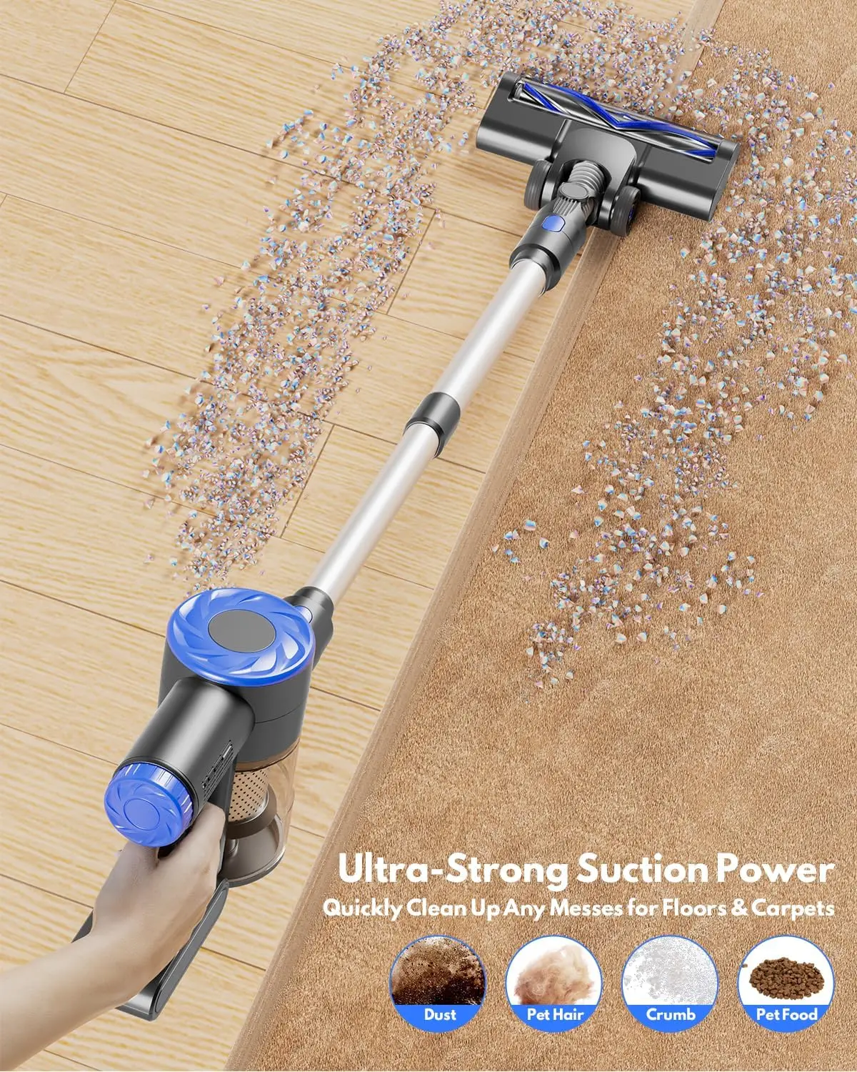 

Беспроводной пылесос, пылесосы с мощным всасыванием и аккумулятором емкостью 2200 мАч, легкие самостоятельные работы 8 в 1, время работы на 35 минут