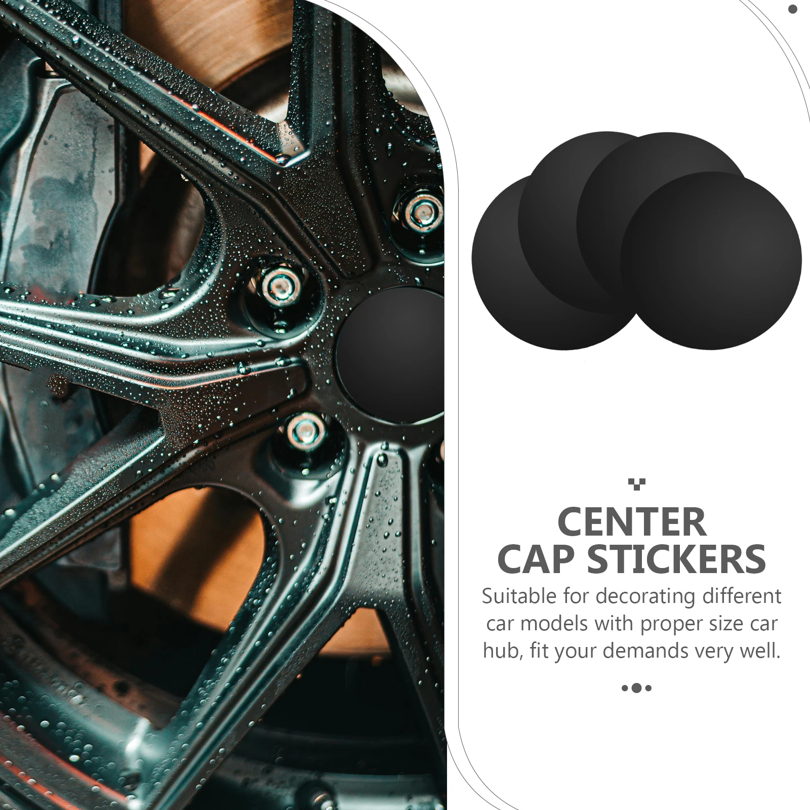 4pcs Stickers 56MM Black Wheel Decals Center Cap Cover Car Center Cap Stickers for Car Hubcaps Decor Tire Accessories