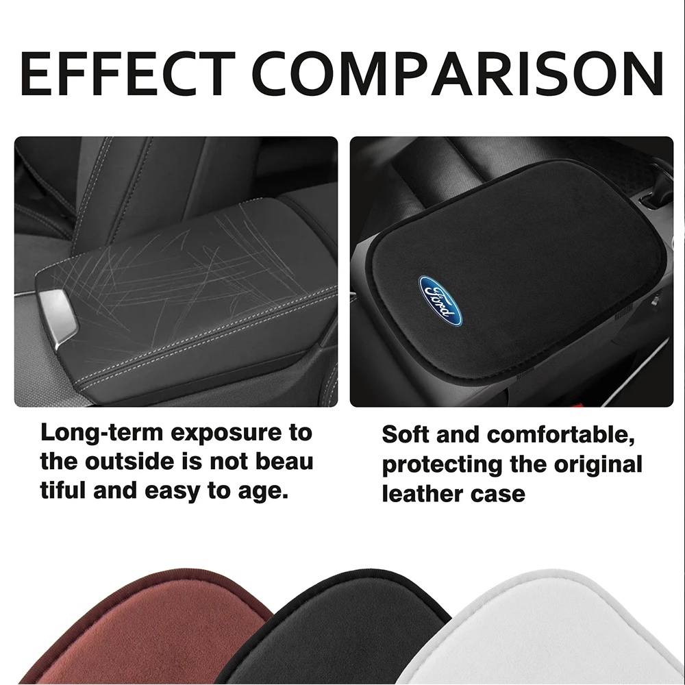 1pc Car Armrest Storage Box Cover Auto Armrest Leather Cushion waterproof For Focus 3 Mustang Fiesta Mondeo Fusion MK6 MK7