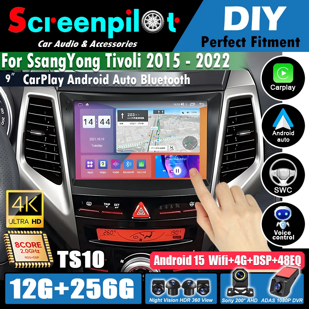 Android 16 Inalámbrico Carplay Auto para SsangYong Tivoli 2015 - 2022 Radio de Coche Multimedia Carplay dsp Video 5G WIFI GPS Navegación