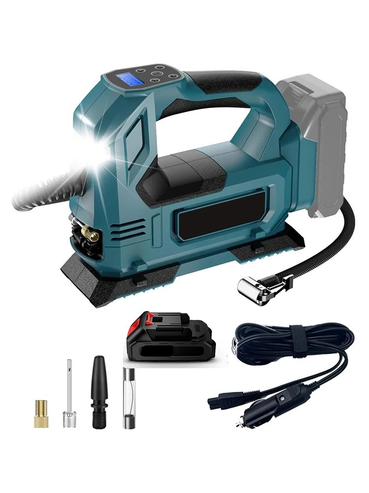 Schnurlose elektrische Luftpumpe, elektrischer Luftpumpe, Autoreifen-Luftkompressor, aufblasbare Pumpe mit LED-Licht für Makita 18 V Akku