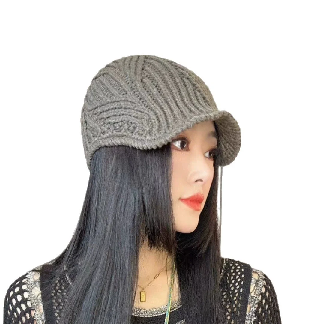 Autumn/Winter Fashion Knit Baseball Cap – Unisex Outdoor Solid Colour Warm Wool Hat, Windproof Ear-Covering Cap, Cycling Cap