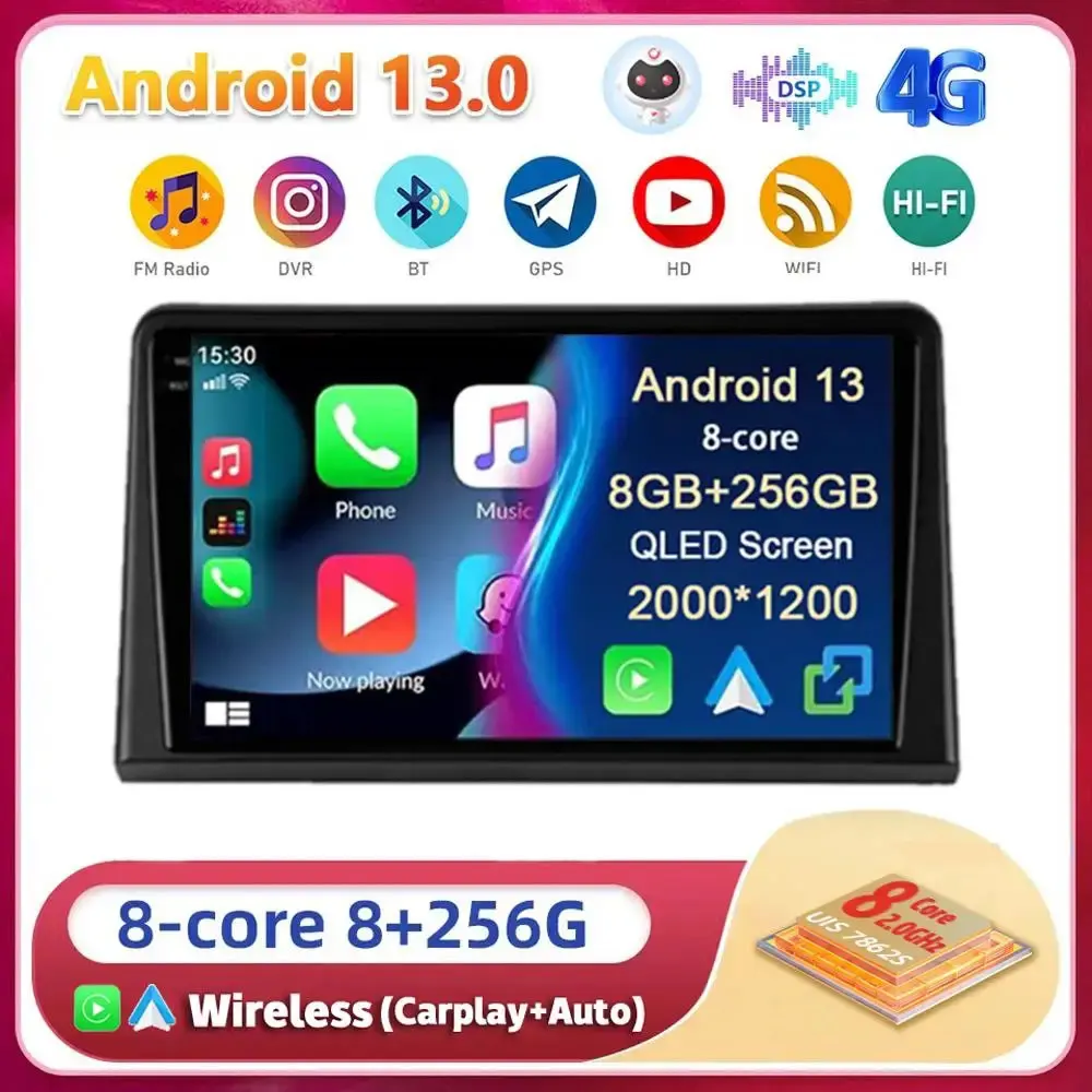 

Android 13 Carplay Auto WIFI+4G For Renault Express 2021 Car Radio GPS Navigation Stereo Multimedia Video Player 2din Dsp Audio