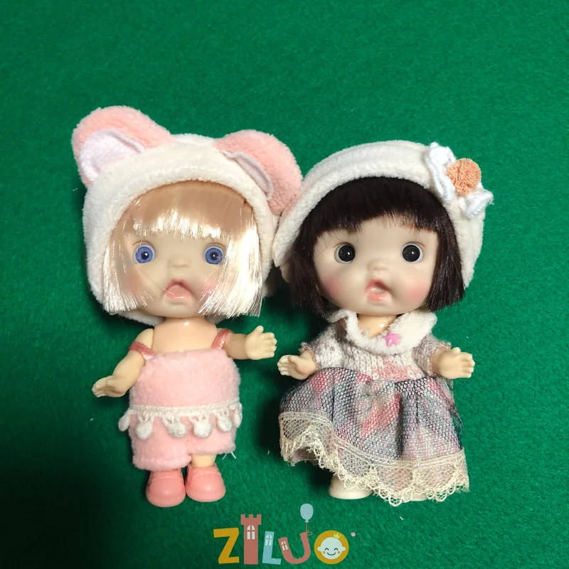 BJD Dolls for Girls 10cm OB11 Mini Doll 3D Blue Green Eyes Kawaii Pocket Toys Cute Surprise Face Clothes Girls Toy Birthday Gift