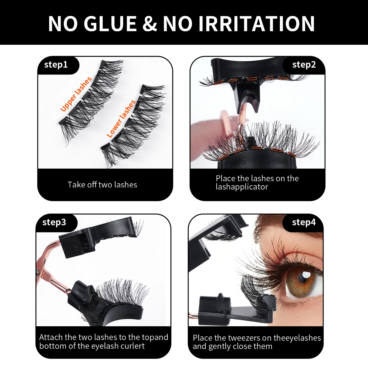 MAGEFY 2 Pairs Magnetic Eyelashes with Applicator Glue Free Waterproof and Sweat proof More Styles Cat Eye Lashes for Beginners