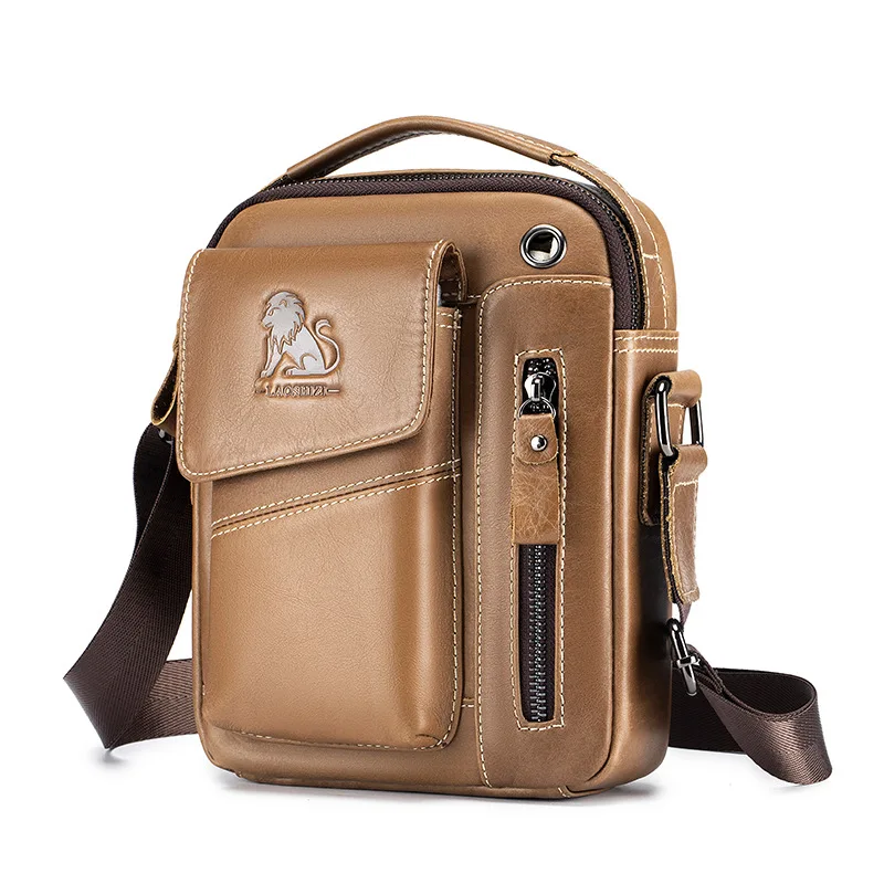 

Men Bussiness Crossbody Bags Pu Leather Sport Shoulder Crossbody Bags Retro Top Layer cowhide Shoulder bag