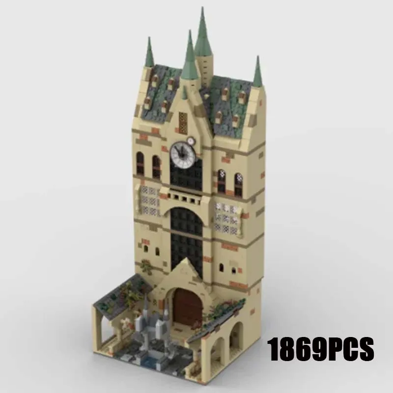 

Medieval Clock Tower Technology Modular Blocks Magical School Model Moc Building Bricks Gifts Christmas Toys DIY Sets Assembly