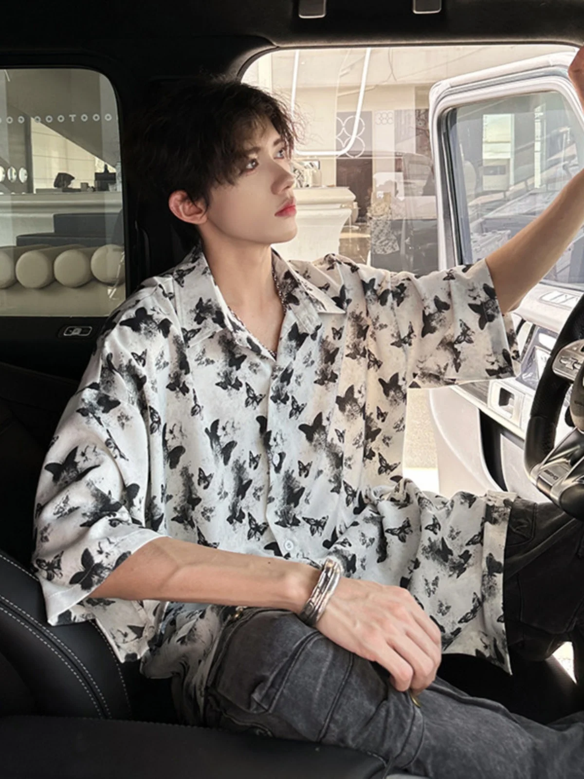 

Мужская рубашка с коротким рукавом в американском стиле, летняя, модная, брендовая, свободного кроя, молодежная, популярная