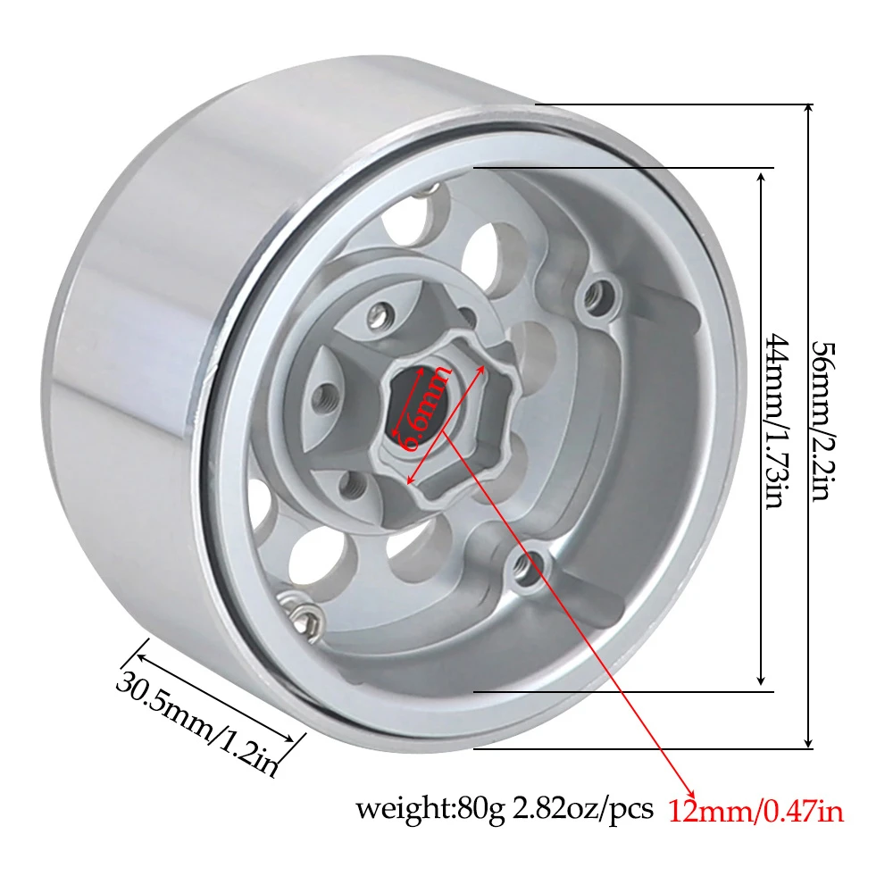 4 stuks 1.9 Metalen Beadlock Gat Wielnaaf Velg Voor 1/10 Rc Crawler Traxxas Axiale Trx4 Trx-6 Scx10 Yikong Trx4 Redcat Rgt Mjx D90