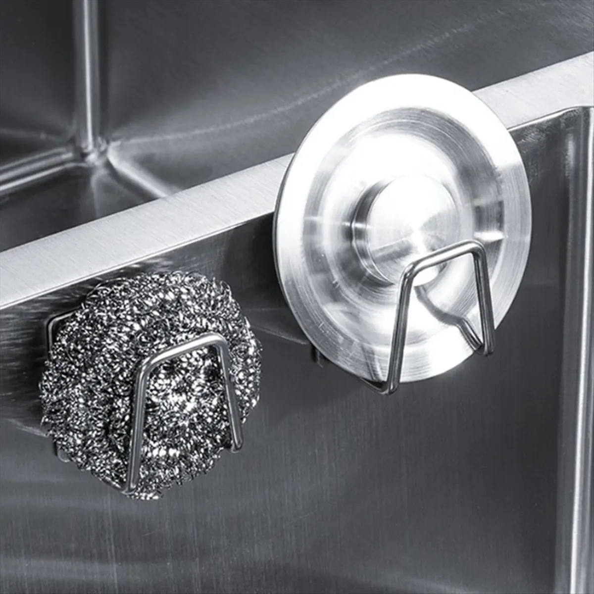 【~ NEW A16I】Kitchen Sink Sponge Rack Stainless Steel Drain Storage Holder Self Adhesive Wire Ball Rag Brush Drying Organizer