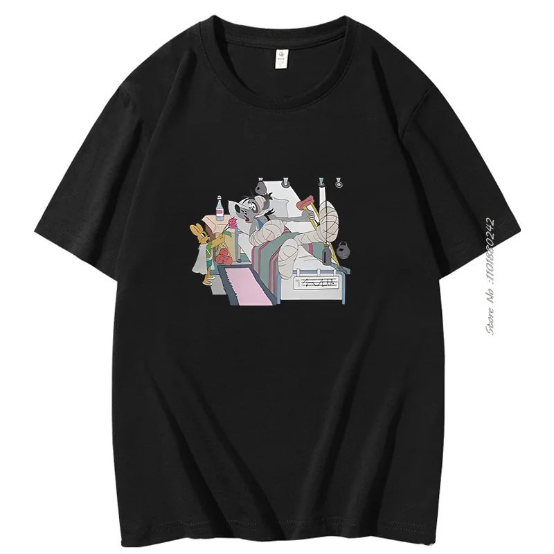 Nu Pogodi The Hare Catoon Cotton T-shirt Wolf In The Hospital Classic graphic t shirts Unisex Summer short sleeve t-shirt