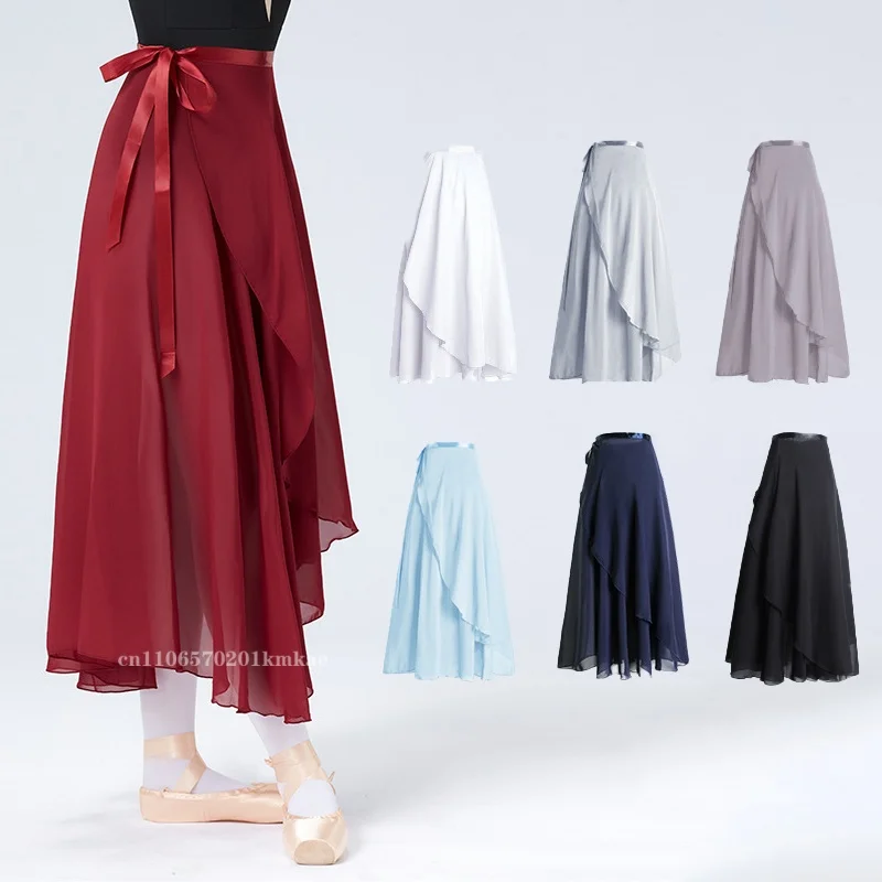 Chiffon Ballet Tutu Dance Skirt Dance Skate Wrap Scarf Gymnastics Ballerina Lyrical Long Ballet Skirt Ballet Dance Dress Women
