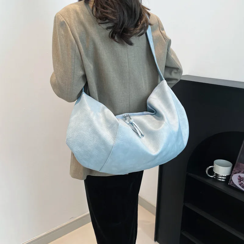 

Сумка через плечо большего вместимости, простые однотонные сумки на одно плечо из искусственной кожи, повседневный минимализм, унисекс с регулируемым ремешком