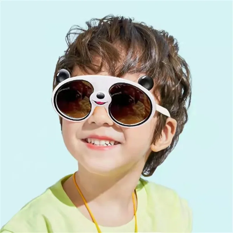 Funny Panda Sunglasses Cute Cartoon Children's Sun Glasses For Boys Girls Silicone Outdoor UV400 Shades Protection Eyeglasses