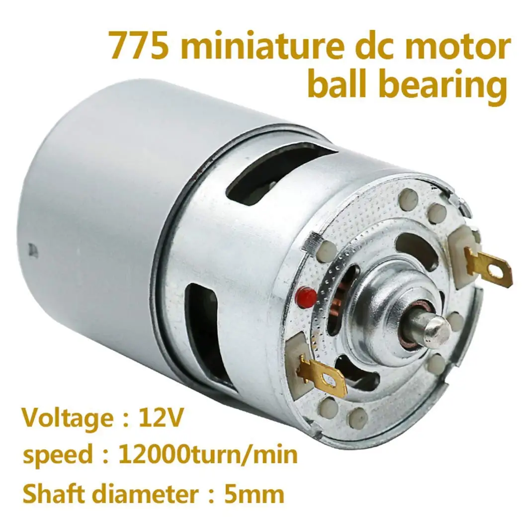 775 DC Motor 12V-24V Spindle Motor 20000 RPM Mini Electric Motor Double Ball Bearing Large Torque High Power for DIY Parts 3018.