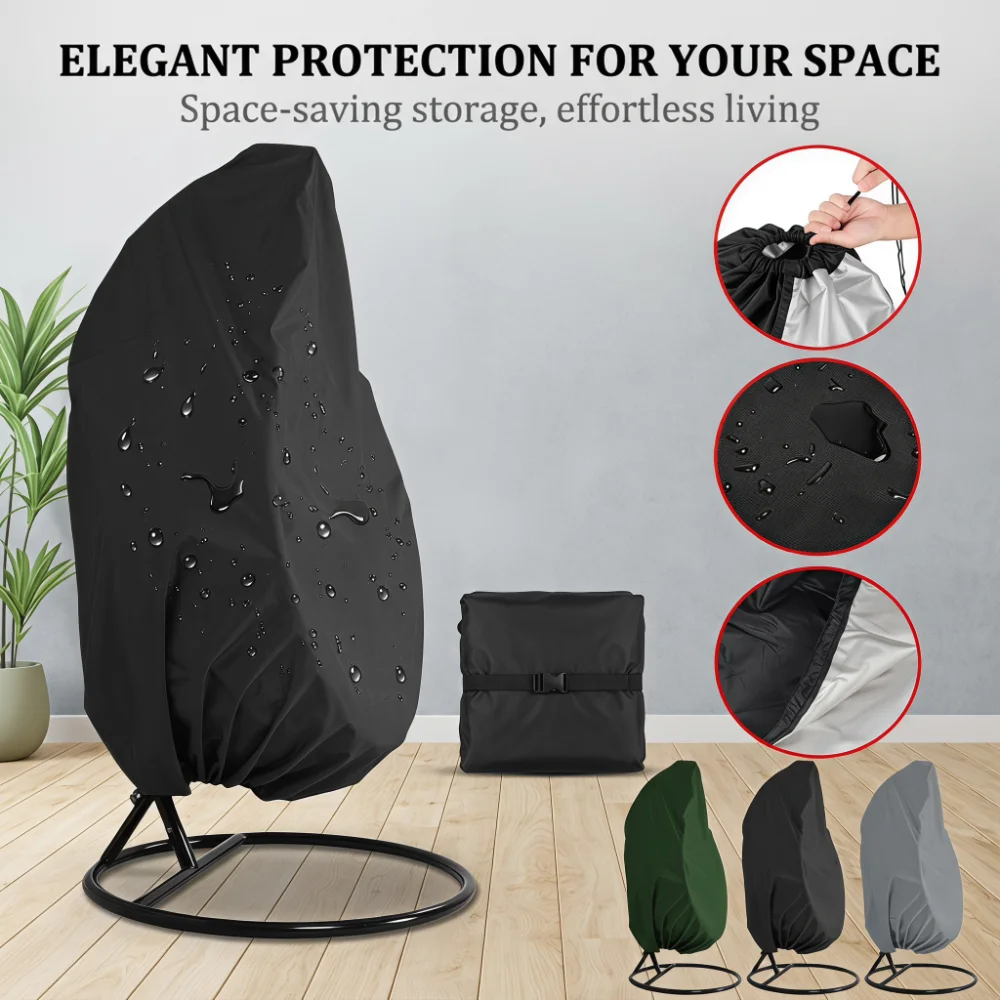 Compact Hanging Egg Swing Cover 2 Sizes Waterproof for Outdoor Garden Furniture Balcony Home Use
