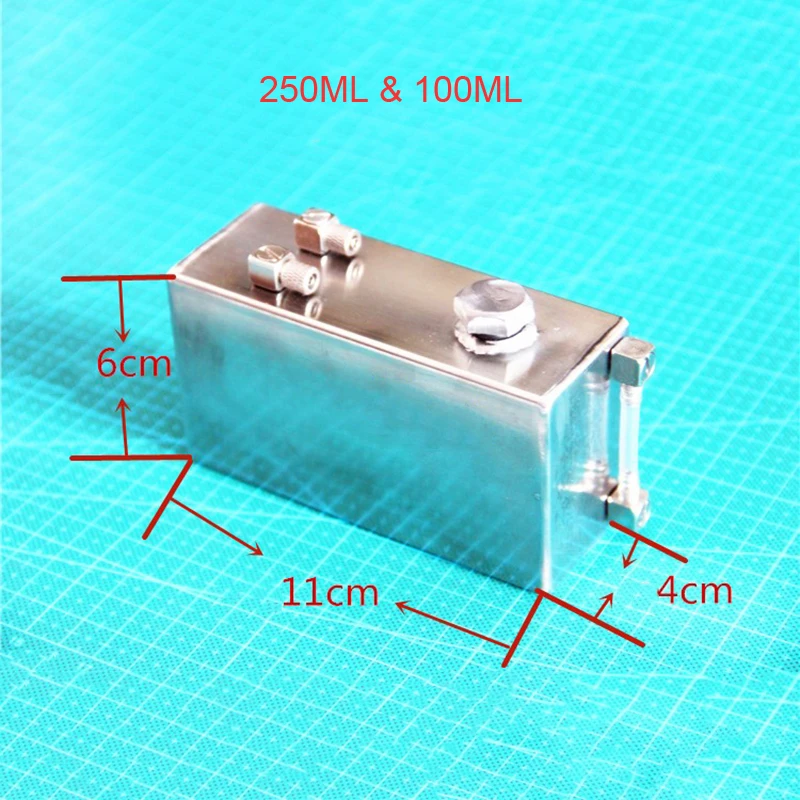 100ml 250ml Edelstahl Kraftstoff tank DIY Kleinwagen Kraftstoff tank Modell Zubehör Benzin Kraftstoff tank mit Ölleitung