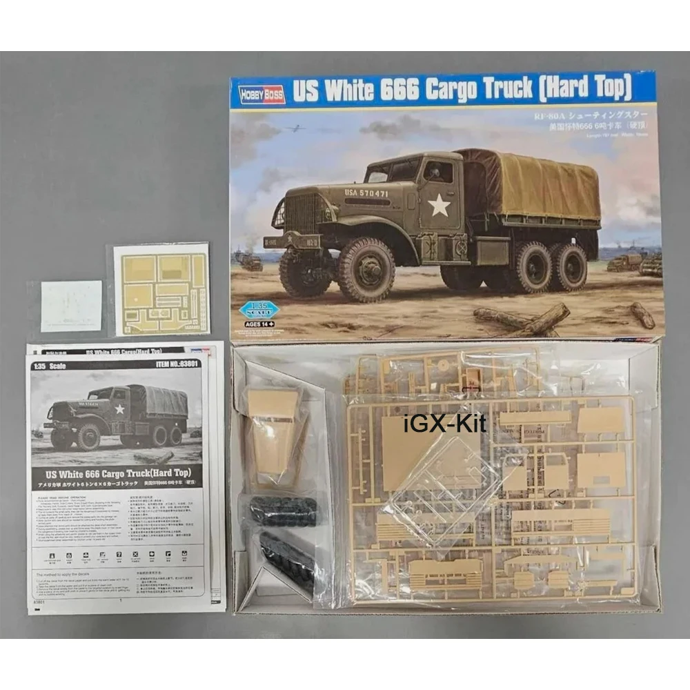 

Hobbyboss 83801 1/35 Scale US White 666 Cargo Hard Top Vehicle Truck Car Hobby Craft Toy Plastic Model Building Kit