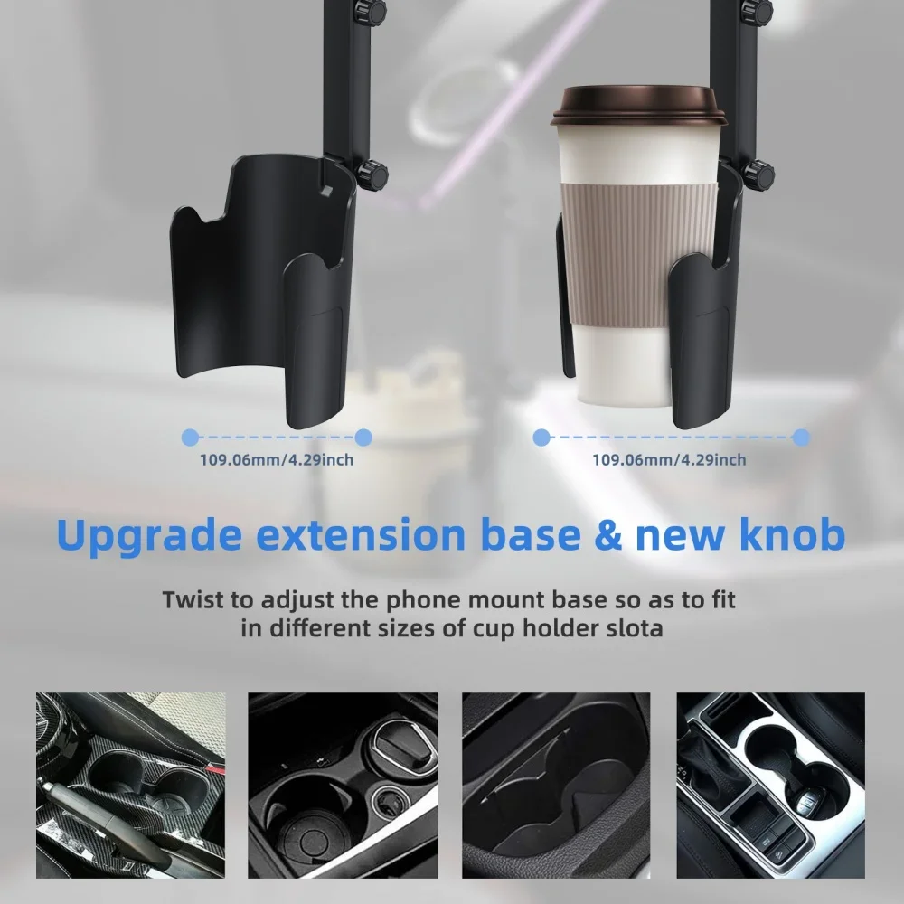 Car Cup Holder Phone Mount Universal Adjustable Long Arm Magnetic Cell Phone Stand Drink Cup Holder for MagSafe iPhone Samsung