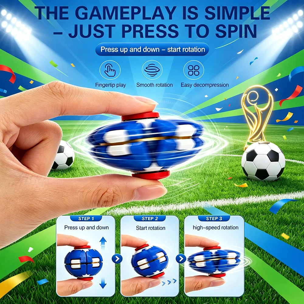 

Press & Spin Fidget Gyro Ball, Football Anxiety Relief Toy, Portable Spinner for Stress Relief, Party Gifts