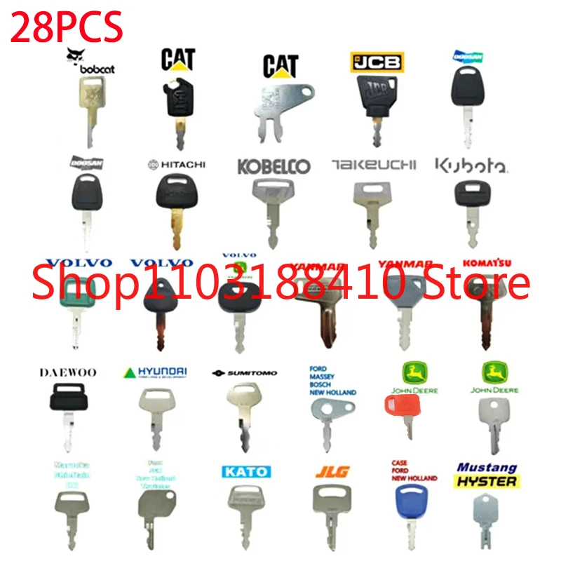 

28pcs Keys Ignition Key Digger Plant Dumper Dozer Rolle For Agricultural Machinery