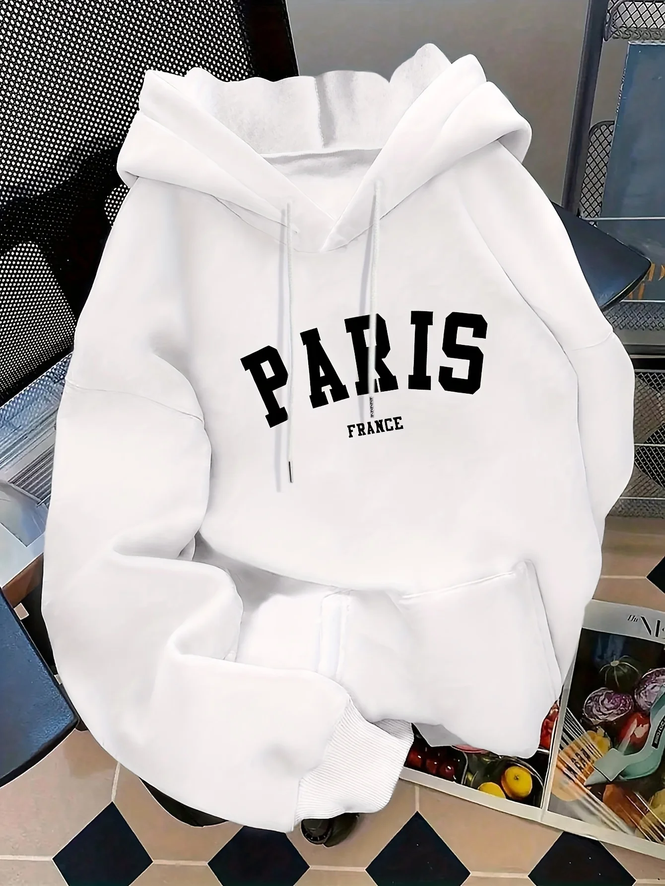 Women's Casual and Fashionable Trendy Multi-purpose Hoodies with Letter Paris Pattern Printed on It Cool Pullovers Clothes Femme