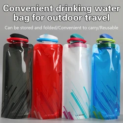 Foldable Water Bottles Flexible Reusable Travel Pouch Soft Flask Water Bag With Carabiner Clip