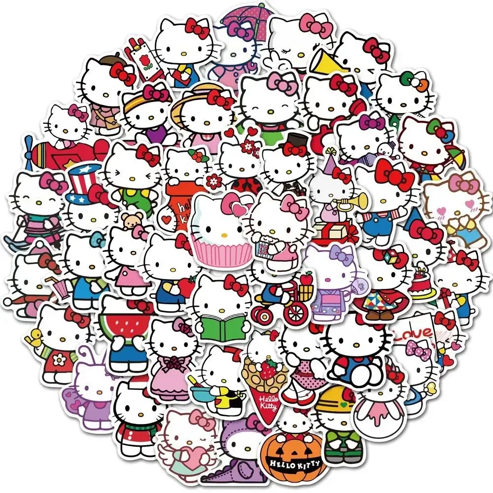 50pcs Sanrio Stickers Hello Kitty Kuromi My Melody Anime Stickers Cute Sticker Pack Waterproof Laptop Skin Kawaii Phone Case