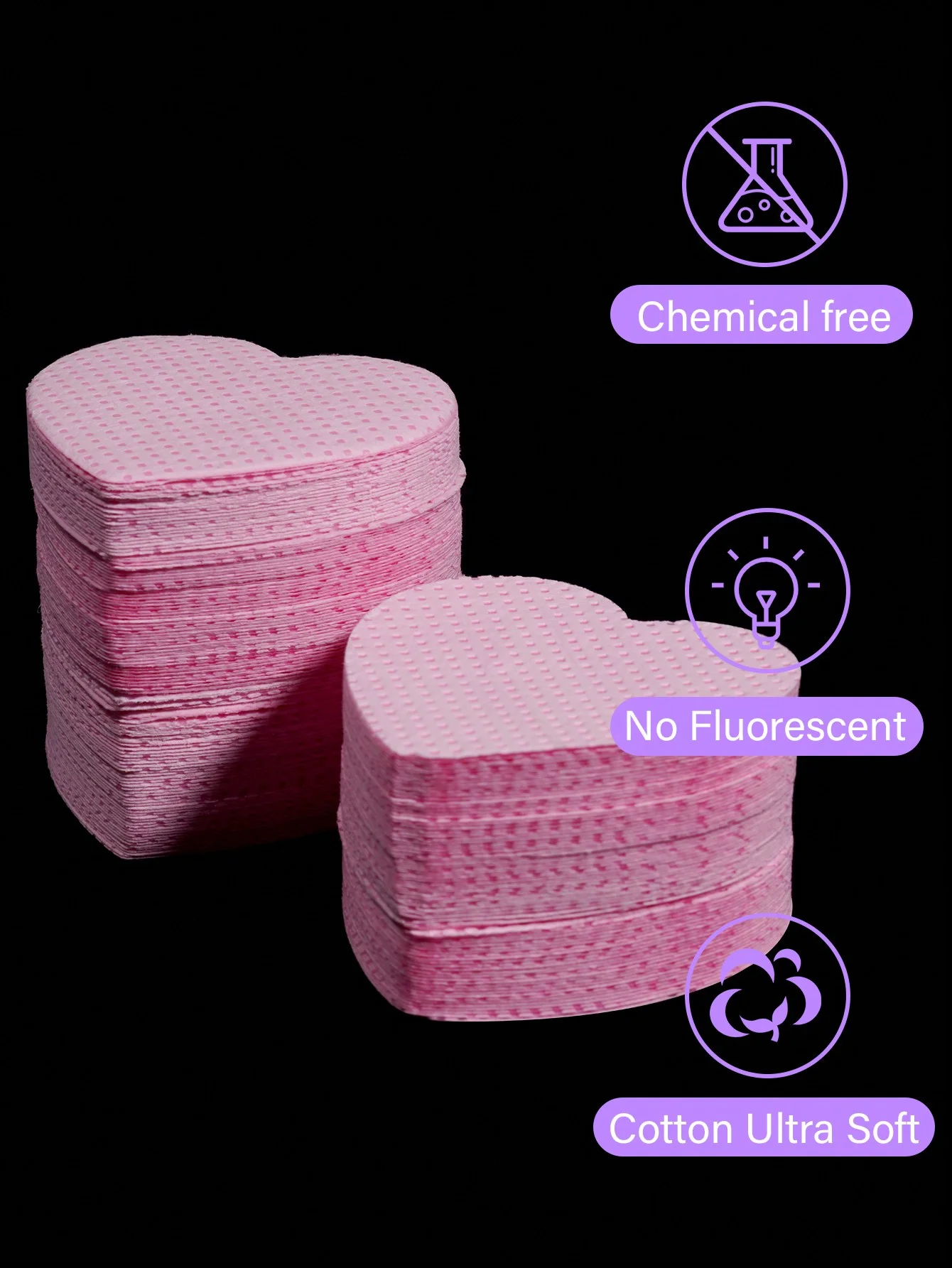 200 قطعة من من منشفة أظافر متعددة الألوان على شكل قلب، وسادة تنظيف ناعمة غير منسوجة فائقة الامتصاص، تستخدم لغراء تمديد الرموش
