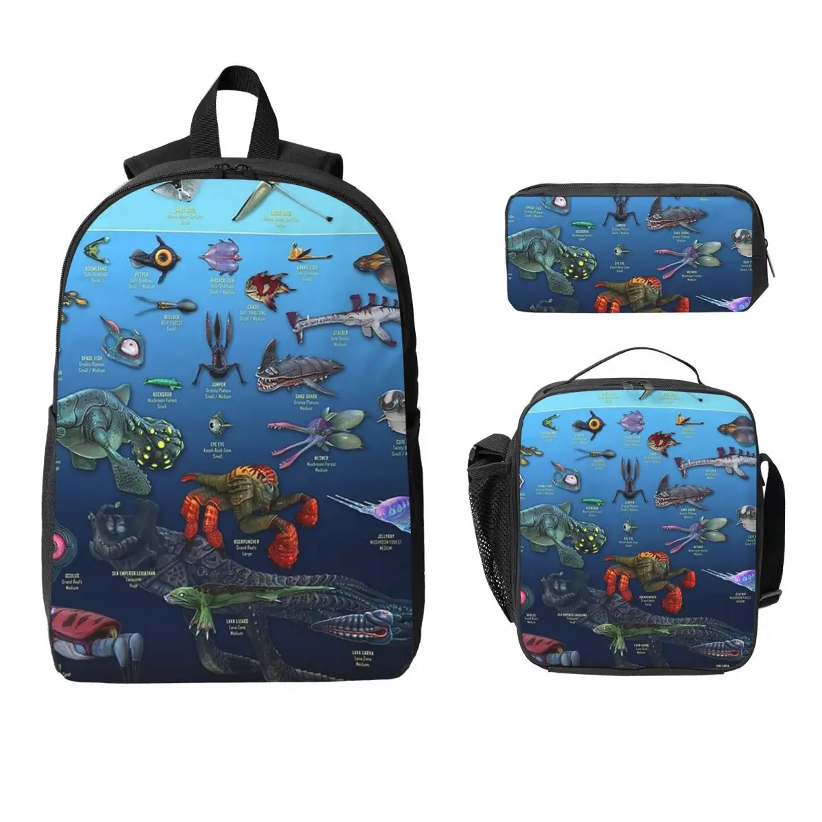 Cartoon Popular Funny Subnautica Below Zero Backpack BookBag School Bag Computer Shoulder Bags 3ps Lunch Bag Pencil Case