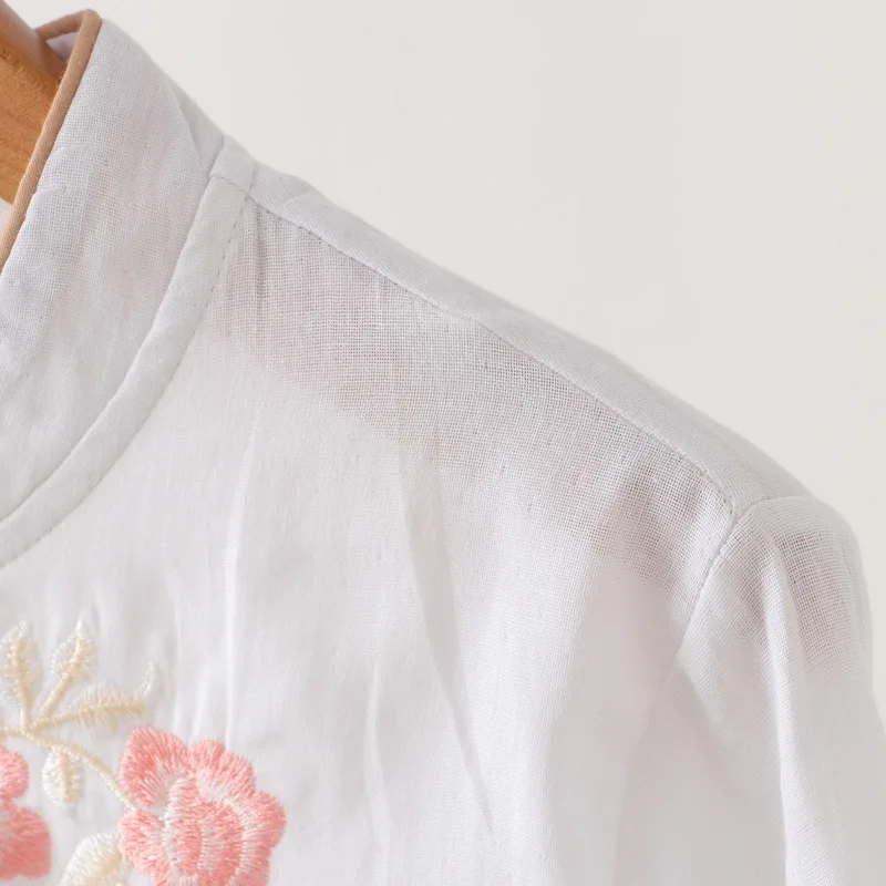 Chemisiers pour femmes, grande taille, à la mode, nouveau style chinois, brodé, boutonné, manches longues, chemise élégante