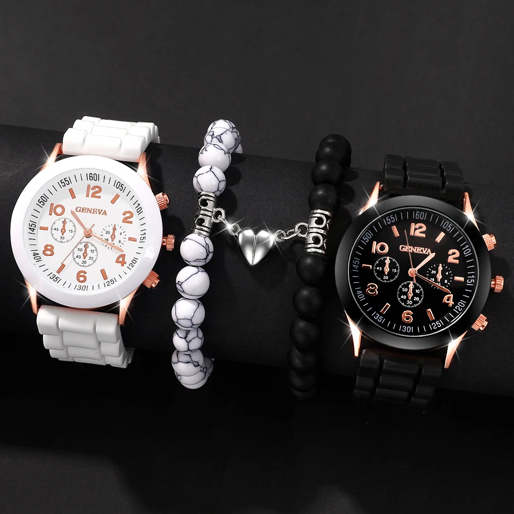 4Pc Trendy Latest Elegant And Fashionable Quartz Watch, Ideal Gift For Friends And Family On Valentine's Day, Easter, Birthdays