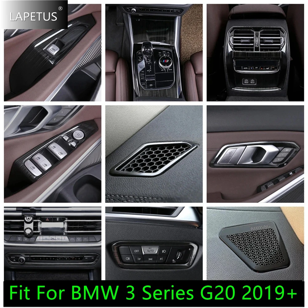 

Black Brushed Car Shift Gear Panel / Window Lift Button / AC Outlet Vent Cover Trim Accessories For BMW 3 Series G20 2019 - 2024