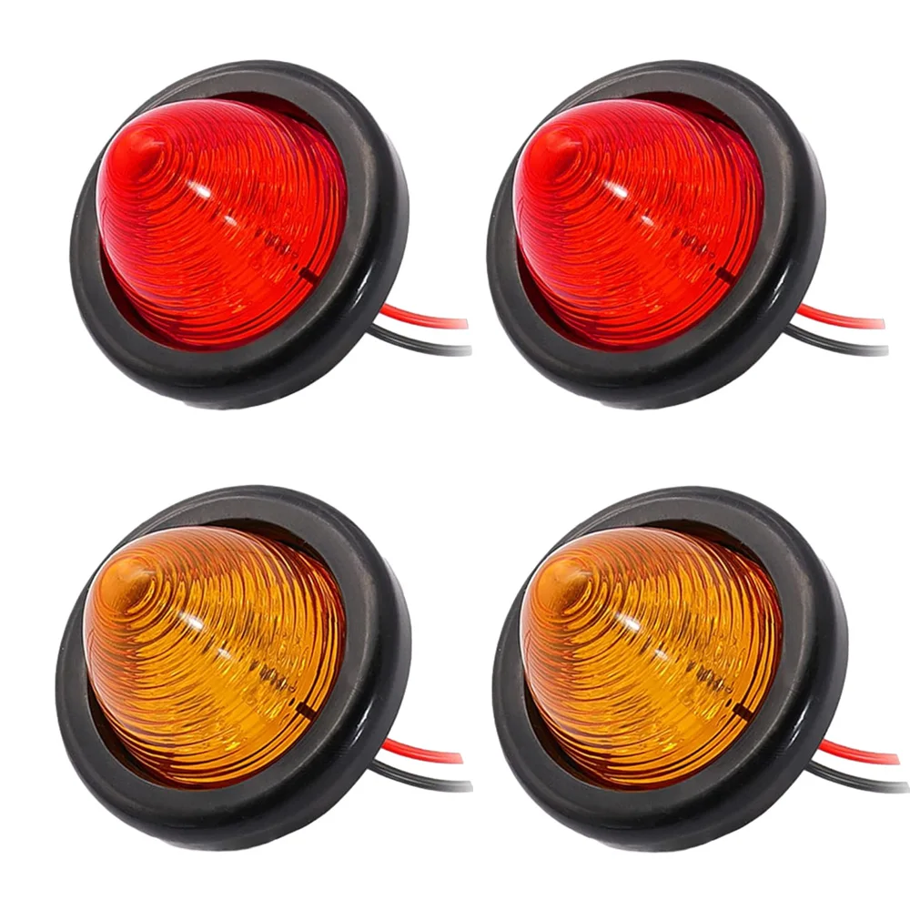 

For a Variety of Vehicles Red / Amber Round Side Marker Light including Trucks Vans with a 12-24V Power System