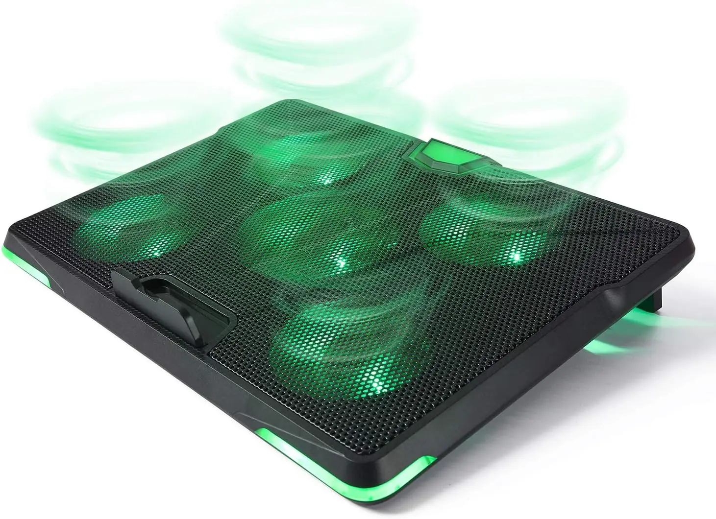 Laptop Cooling Pad, USB Powered Gaming Laptop Cooler Stand with 5 Silent Fans, Dual USB 2.0 Ports Adjustable Cooling Pad