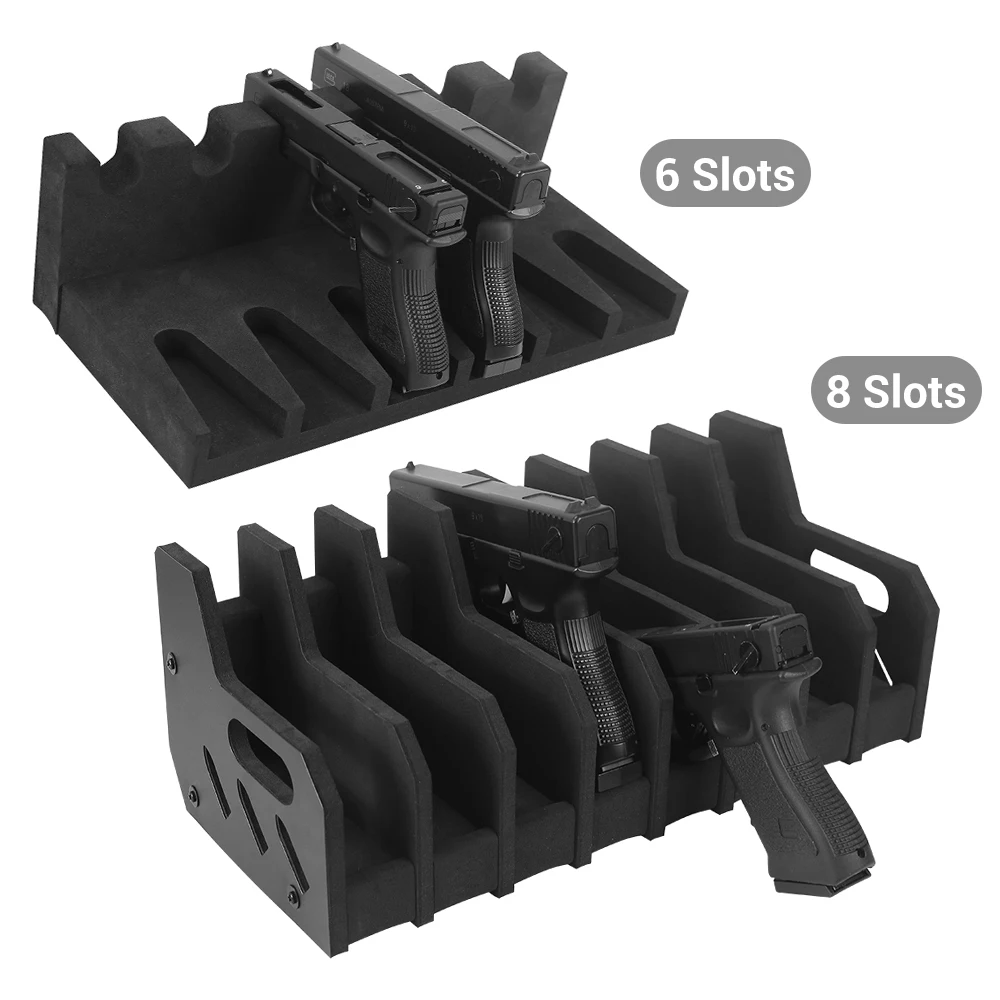 6/8 Slots Foam Gun Rack Pistol Rack Soft Pistol Holder for Gun Safe Cabinet Storage Handgun Stand Organizer Airsoft Accessories