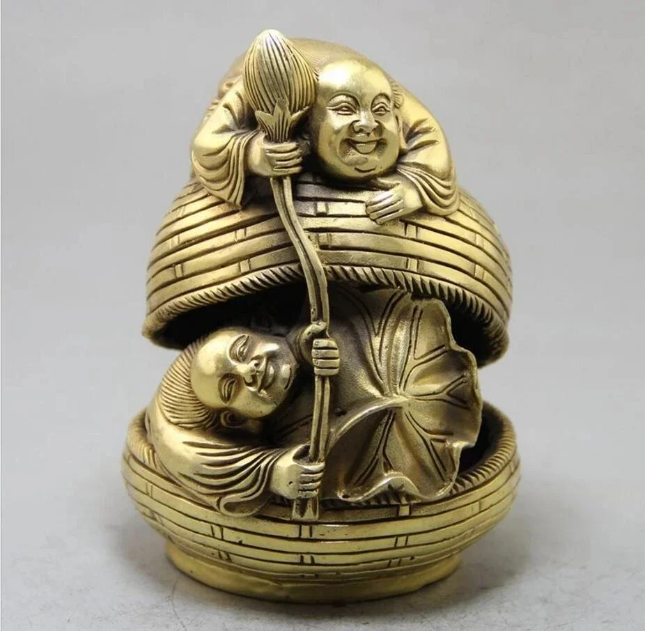 Copper Statue Wholesale and Direct Sales of Retro Antique Collection of Handicrafts Brass Antique Old and He Er Xian Ornaments