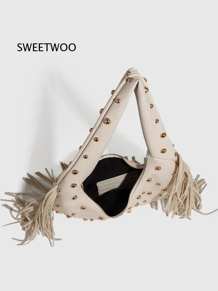 Fringe Studded Leather Hobo Bag Western Style Shoulder Bag with Gold Studs for Casual and Bohemian Looks 2026