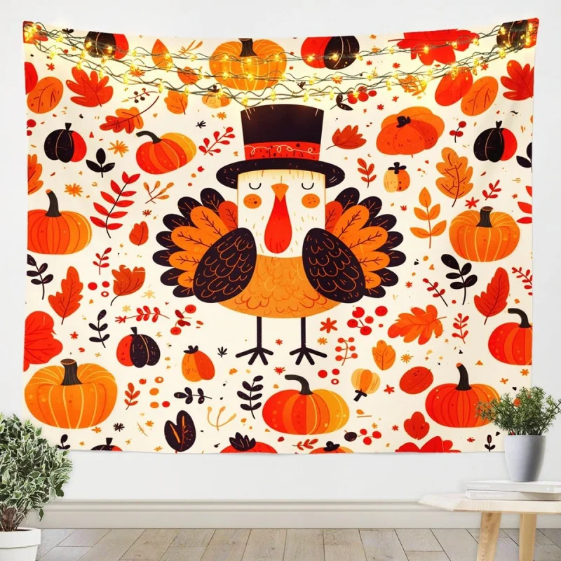 

Cute Pumpkin Tapestry Bedroom Decoration Thanksgiving Party Dress Up