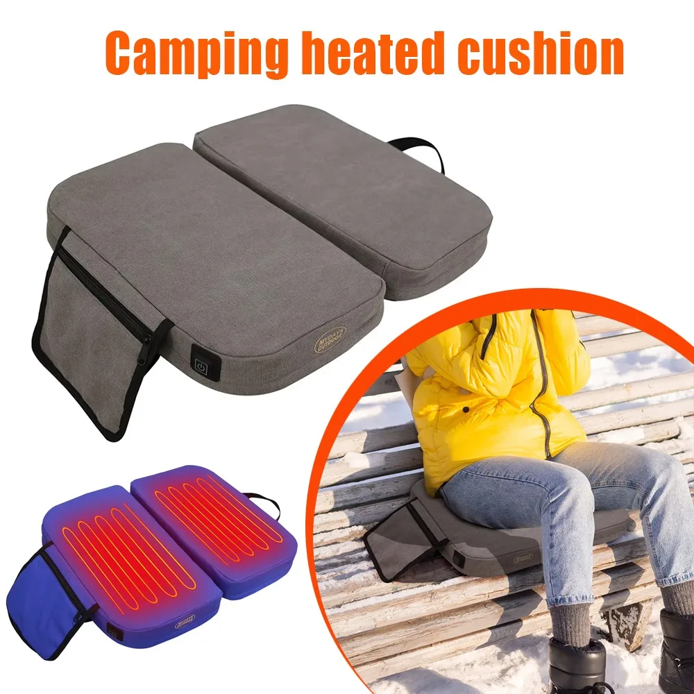 ポータブル折りたたみ式加熱シートクッション-取り外し可能なカバー付き-キャンプ-釣り-その他の寒い冬のアクティビティに最適-1個