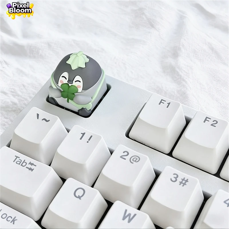 

Positive Penguin Clover & Star Cute Handmade Resin Artisan Keycaps for ESC MX Mechanical Keyboard Perfect Gift